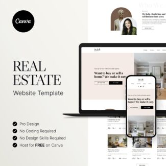 Real Estate Canva Website Template, Elegant Modern Real Estate Agent Website, Luxury Canva Website Template