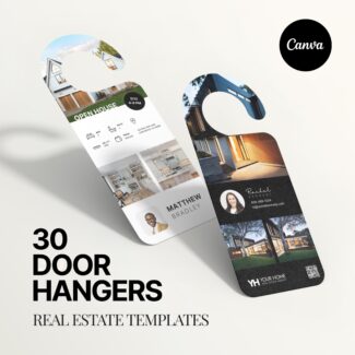 30 Luxury Real Estate Door Hanger Bundle, Modern Real Estate Marketing, Real Estate Door Knocking Edit in Canva Template